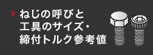 ねじの呼びと工具のサイズ・締付トルク参考値